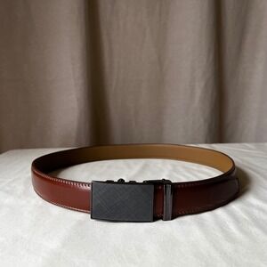 Mio Marino Brown Leather Ratchet Belt Automatic Black Buckle 39" Trim to Fit